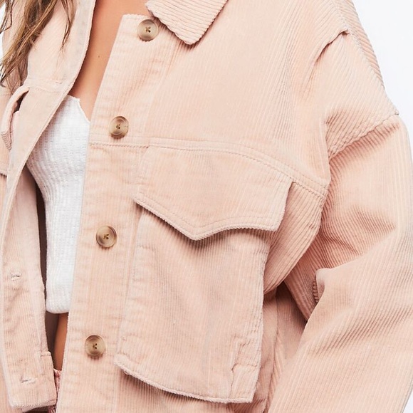Blush Pink corduroy button jacket with pocket - Picture 1 of 5